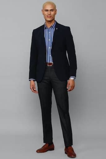 Allen Solly Formal Blazers, Men Navy Slim Fit Solid Formal Blazer for ...