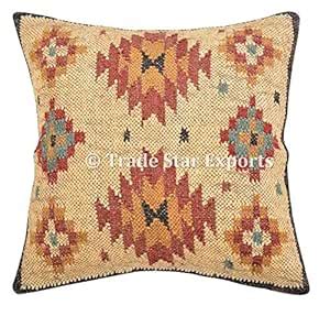 Buy Trade Star 18x18 Inches Indian Kilim Cushion Cover Hand Woven Throw ...