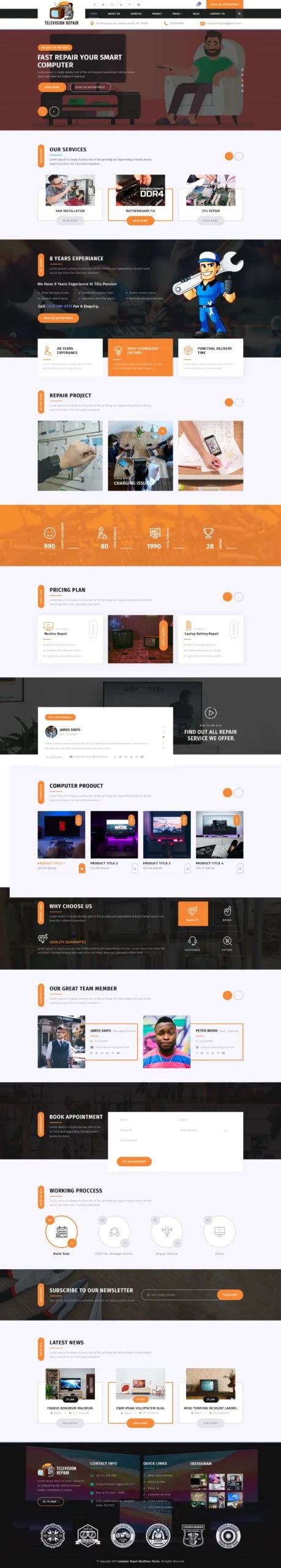 TV Repair WordPress Theme For TV Maintenance Company.