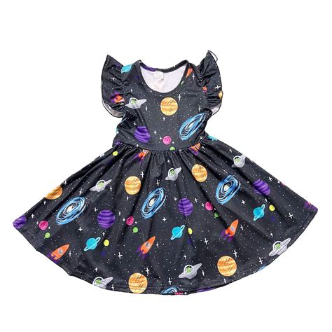 Girls The Galaxy Printed Dress Universe Casual Starry Sky Dress 7 Years ...