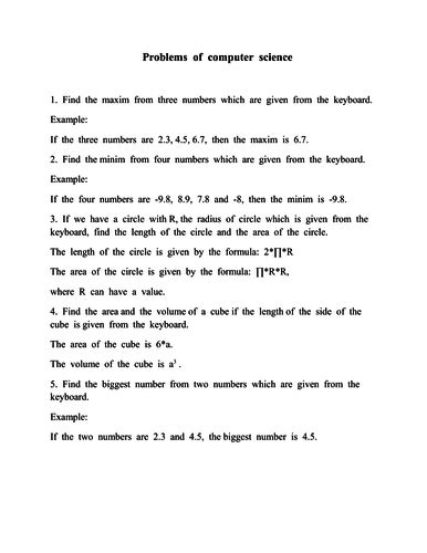 Image result for Computer Science Problem Example