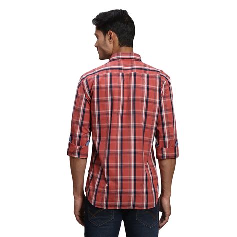 Men Red Slim Fit Checks Cotton Full Sleeve Shirts – MyRaymond