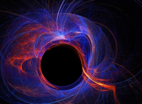 Fractal colored abstract round curves and lines on black background ...