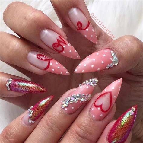 valentines nails stiletto