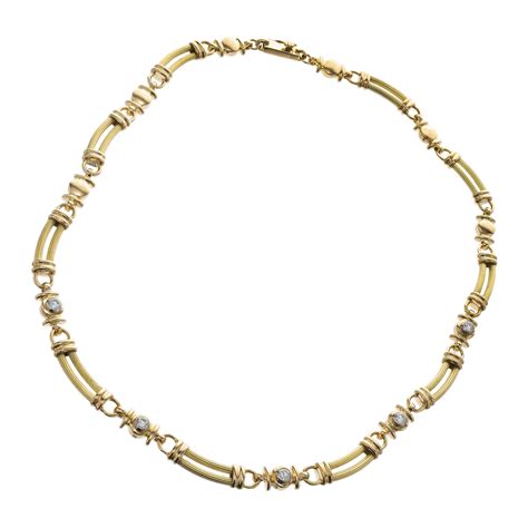 HERMES Diamond H Yellow Gold Link Necklace at 1stDibs | h link necklace ...