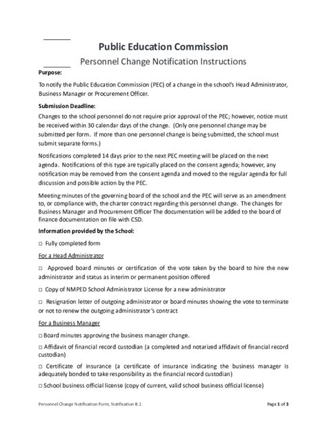 Fillable Online Personnel Change Notification Form Fax Email Print ...
