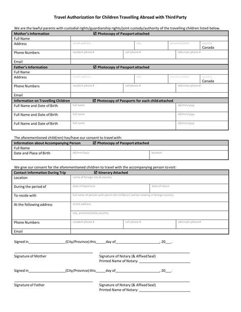 Free Printable Minor (Child Travel Consent Form) Templates [Word & PDF]