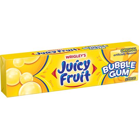 Juicy Fruit Original Bubble Chewing Gum, 5 Piece Single Pack - Walmart ...