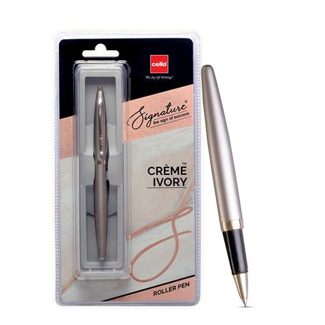Cello Signature Crème Ivory Roller Pen | Blue Ink | 1 Roller Pen ...