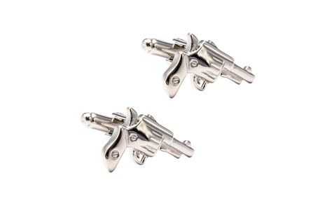 Buy Knighthood Revolver Pistol Gun Shape Cufflinks for Men (Silver) at ...