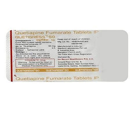 Quetigress 50MG - Strip of 10 Tablets : Amazon.in: Health & Personal Care