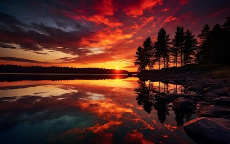 Beautiful sunset nature various colors | Premium AI-generated image