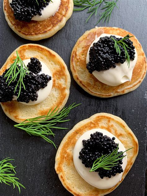 Caviar & Homemade Blini with Crème Fraîche | Caviar recipes, Food, Recipes
