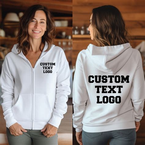 Personalized Zip up Hoodie, Custom Full Zip Hoodie, Custom Logo Hoodie ...