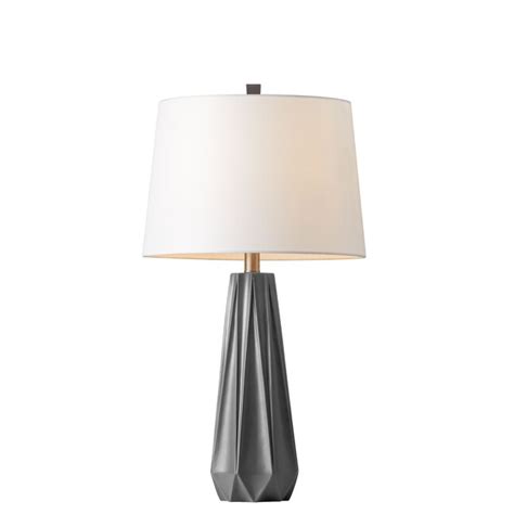 KAWOTI Arrandale 27-in Gray 3-way Table Lamp with Fabric Shade at Lowes.com
