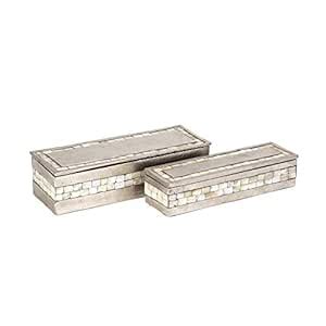 Buy IMAX 60985-2 Hallowell Aluminum Mother of Pearl Boxes, Small, 2 ...