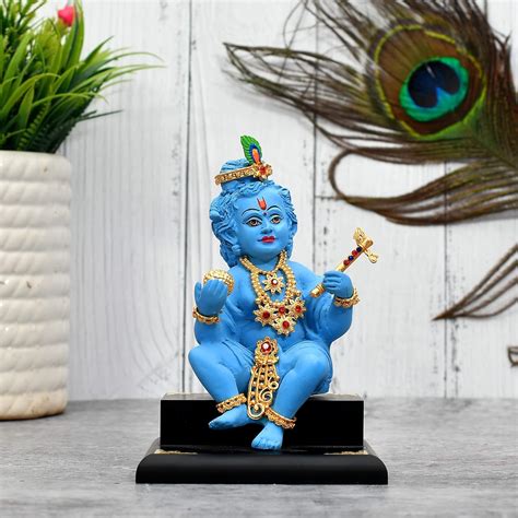 Buy SAUDEEP INDIA Laddoo Gopal with Flute Idol | Bal Gopal Murti Car ...