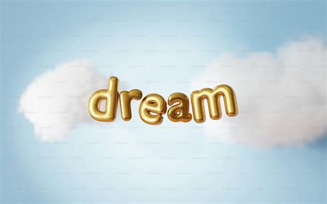 The word dream spelled with gold balloons in the sky photo – Background ...