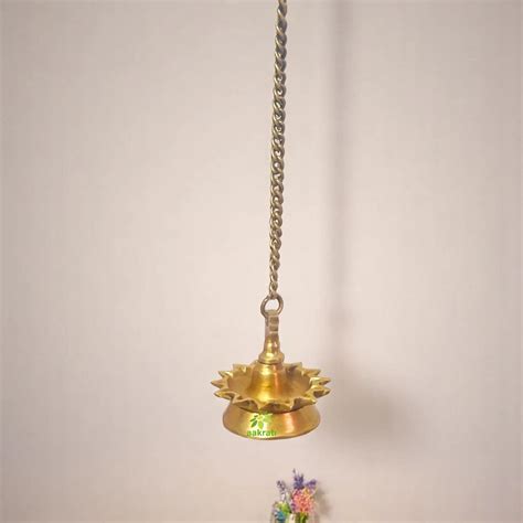 Aakrati Ethnic Indian Design 14 Oil Wick Brass Hanging | Brass – Ashopi