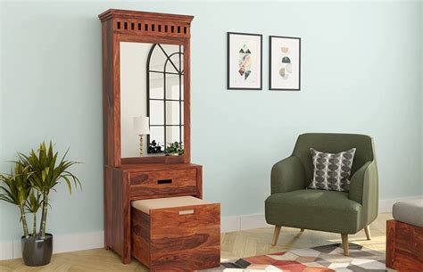 SNAP FURNITURE Solid Sheesham Wood Dressing Table With Mirror For ...