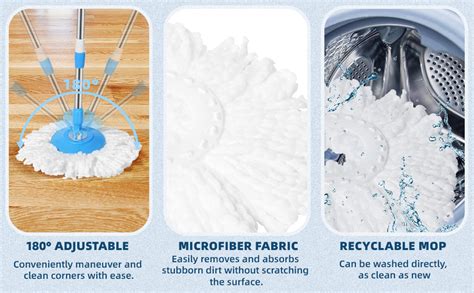 Spin Mop Spares Set 1+1 Extra refile Set and Handle with Microfibers ...