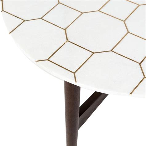 Honeycomb Brass Inlay White Marble Coffee Table – luxuryhandicrafts.in