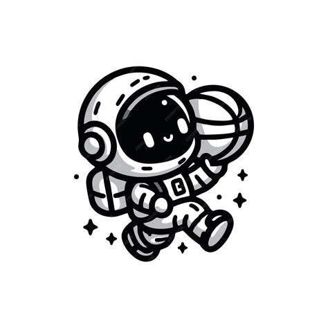 Premium Vector | Cute cartoon astronauts playing basketball Vector ...