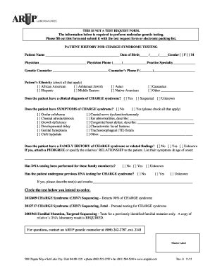 Fillable Online PATIENT HISTORY FOR CHARGE SYNDROME TESTING Fax Email ...