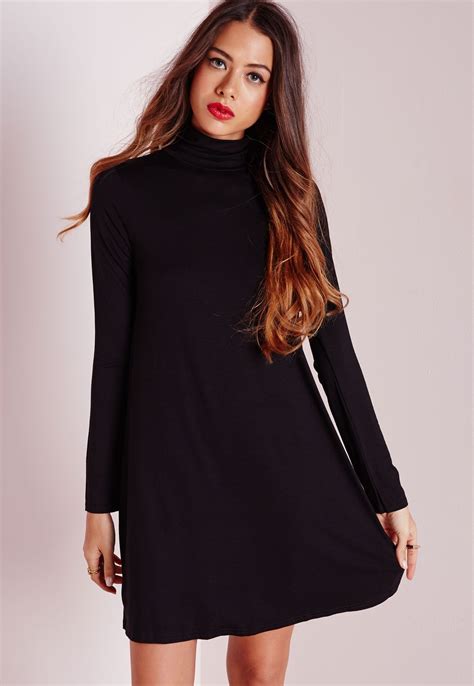 Long Sleeve Black Swing Dress | Decoration Examples