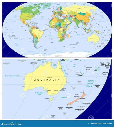 Australia New Zealand & World Stock Illustration - Illustration of ...
