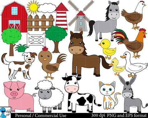 Farm animals Set Clipart Digital Clip Art Graphics