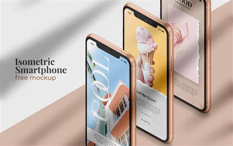 Free Isometric iPhone 11 Mockup PSD - Good Mockups