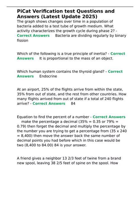 PiCat Verification test Questions and Answers (Latest Update 2025 ...