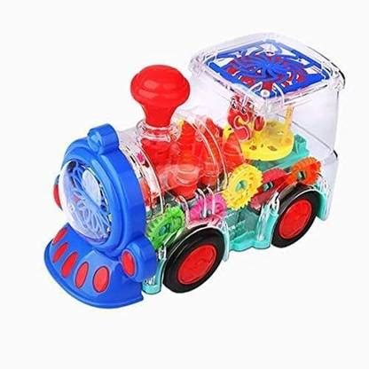 WISHLUCK Transparent Racing Train Engine Musical Toys 360 Degrees ...