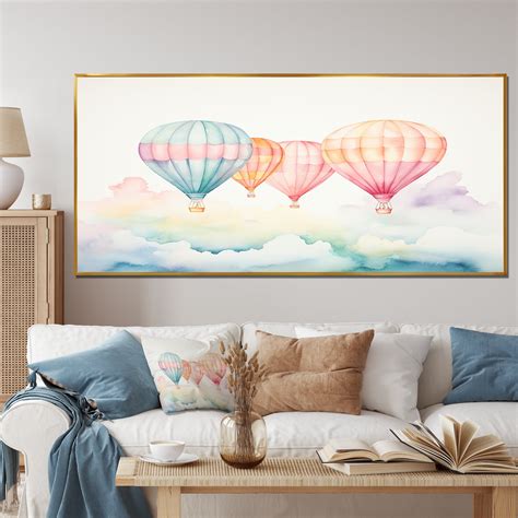 Designart "Hot Air Balloon Harmony Green and Red Watercolor II" Extra ...
