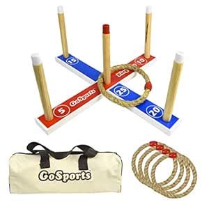 Buy GoSports Premium Wooden Ring Toss Game with Carrying Case, Great ...