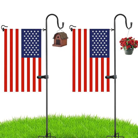 Walmart 2 Pcs Outdoor Garden Flag Stand, Iron Shepherd Hook, 54 inch ...