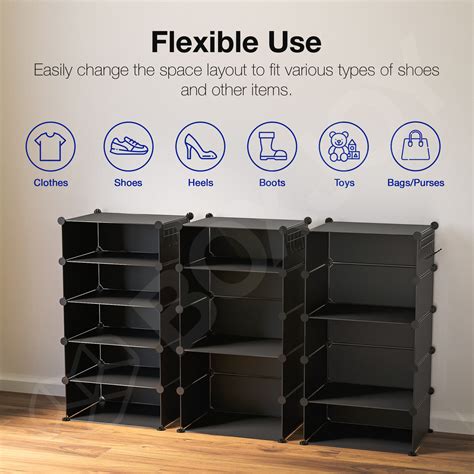 BOXJOY Plastic 5 Shelf Shoe Rack