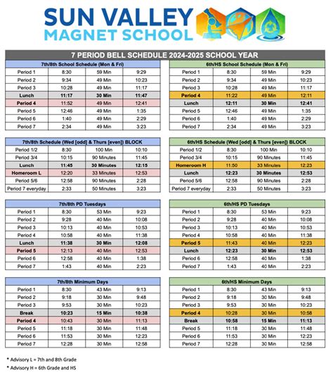 Bell Schedule – About Us – Sun Valley Magnet School