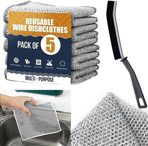 Kleva® Multipurpose Non-Scratch Wire Dishcloth & Gaps Cleaning Brush ...