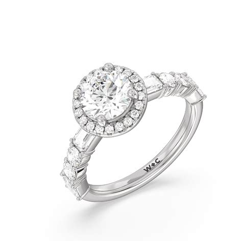 Halo Fancy Cut Side Stones 3 1/4 CTTW Round Cut Lab Grown Diamond Side ...