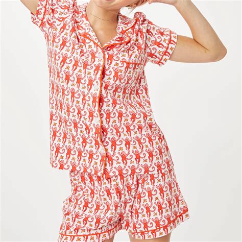 Womens-Cute-Roller-Rabbit-Pajamas-Monkey-Print-Sleep-Pajama-Shorts-Set ...