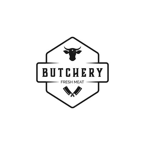 Butcher Shop Logo Design Wektor inspiracji z głową Bull Cow Buffalo i ...
