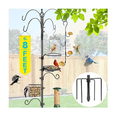 Buy 6 Hooks Bird Feeder Pole, 91 Inches Tall Bird Feeder Poles for ...