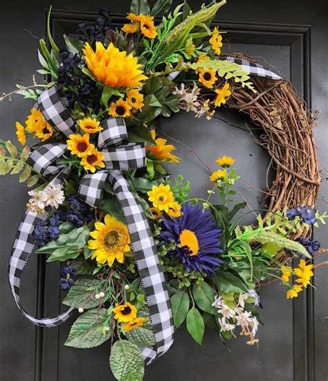 Sunflower Wreath, Fall Wreath, Front Door Wreath- Sunflower Door Wreath ...