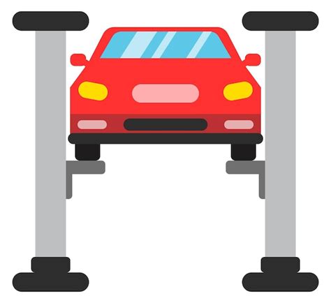 Car on garage lift professional auto repair service color icon isolated ...