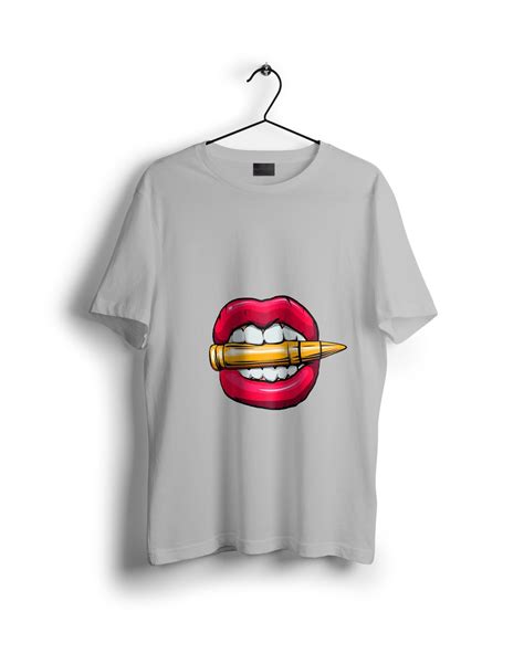 Biting the Bullet Red Lipstick Lips Oversized T-shirt | VELVETNOVA
