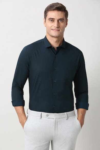Buy Men Navy Slim Fit Full Sleeves Formal Shirt Online - 40015801 ...