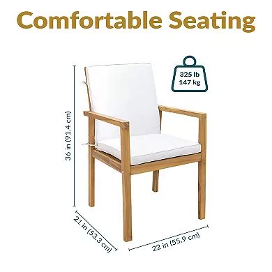 Sunnydaze Rodanthe Acacia Wood Outdoor Dining Chairs - Set of 2 - Natural