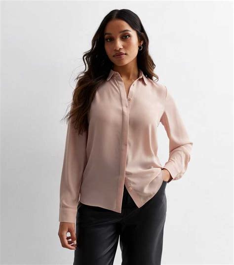 Petite Pale Pink Long Sleeve Shirt | New Look